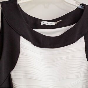 Calvin Klein Black and White Ribbed Sheath Dress